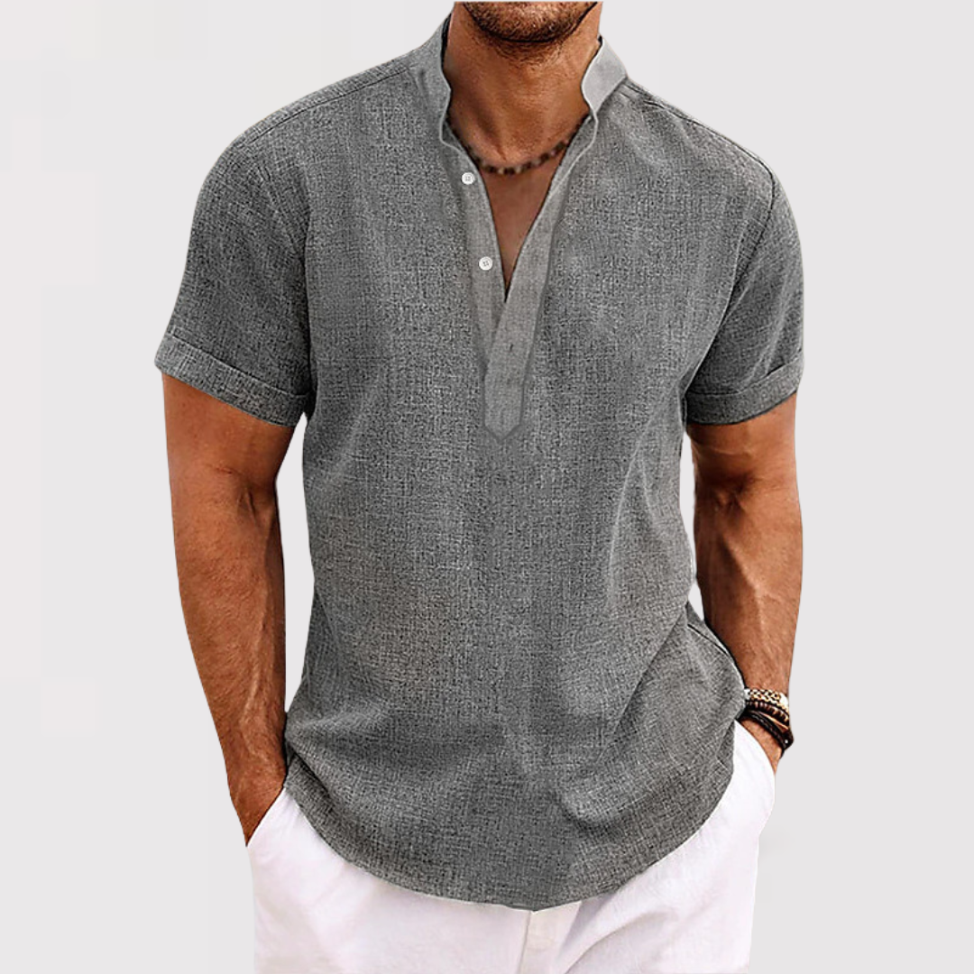 Karl™ | Leichtes Kurzarm-Henley mit Stehkragen