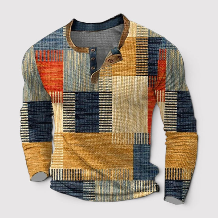 Patrick™ | Henley-Langarmshirt mit Patchwork-Muster