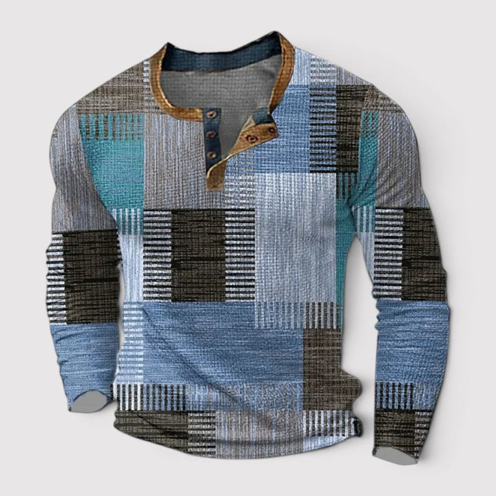 Patrick™ | Henley-Langarmshirt mit Patchwork-Muster