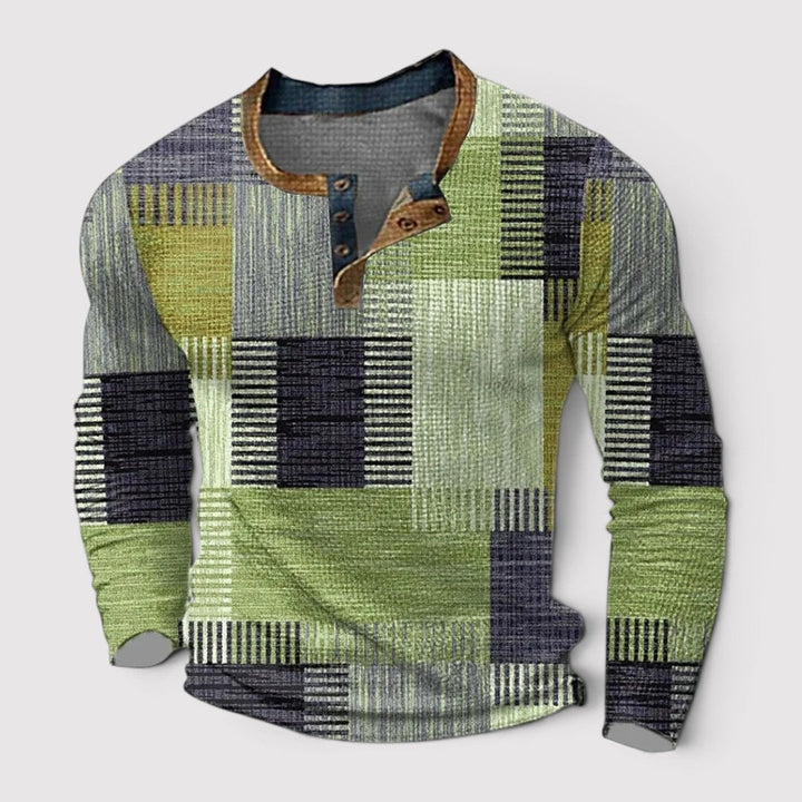 Patrick™ | Henley-Langarmshirt mit Patchwork-Muster