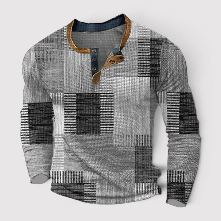 Patrick™ | Henley-Langarmshirt mit Patchwork-Muster