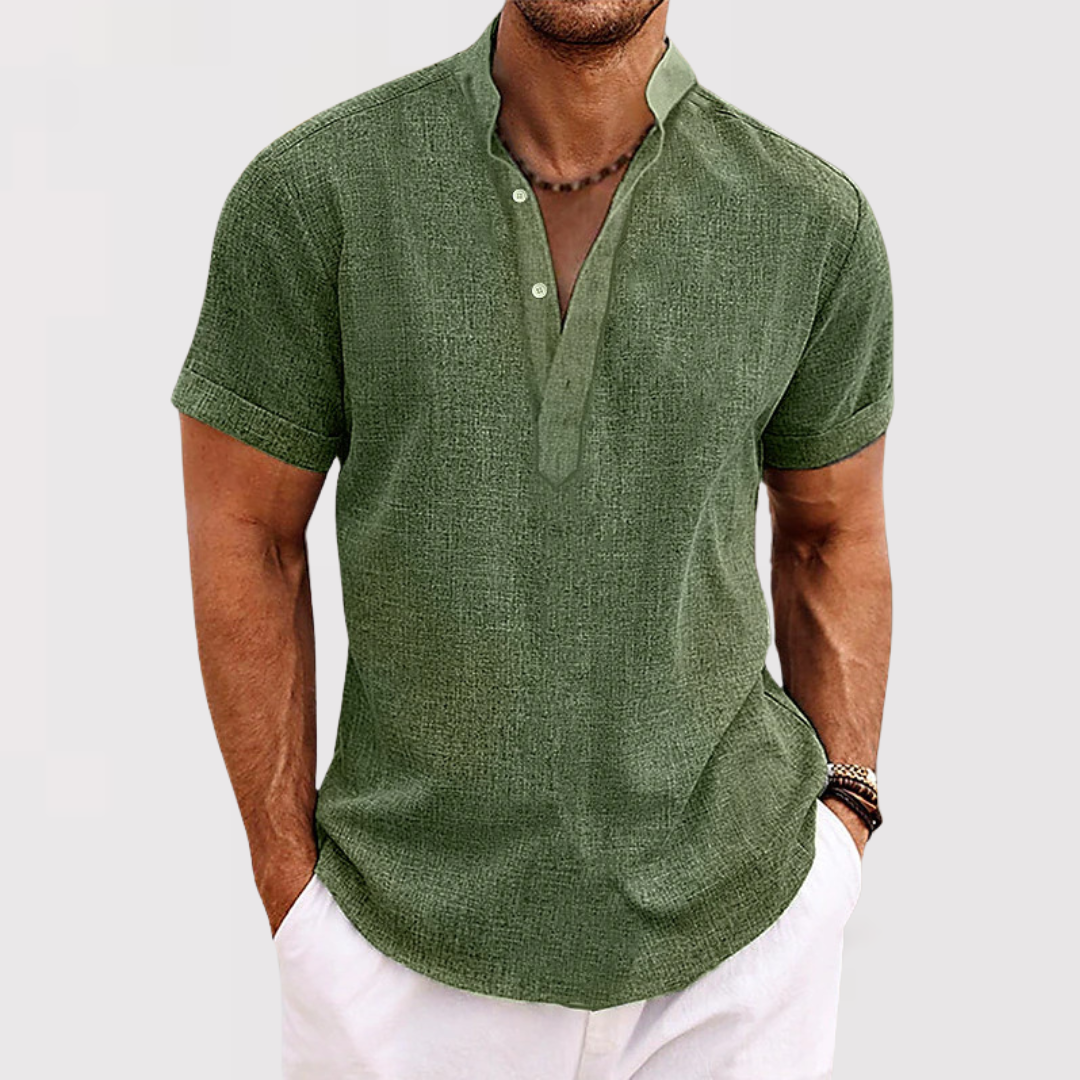 Karl™ | Leichtes Kurzarm-Henley mit Stehkragen