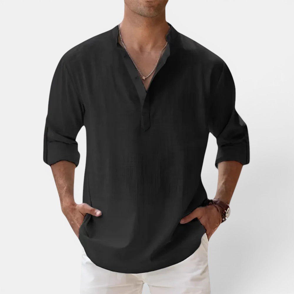 Sandro™ | Strukturiertes Henley-Shirt im Regular-Fit