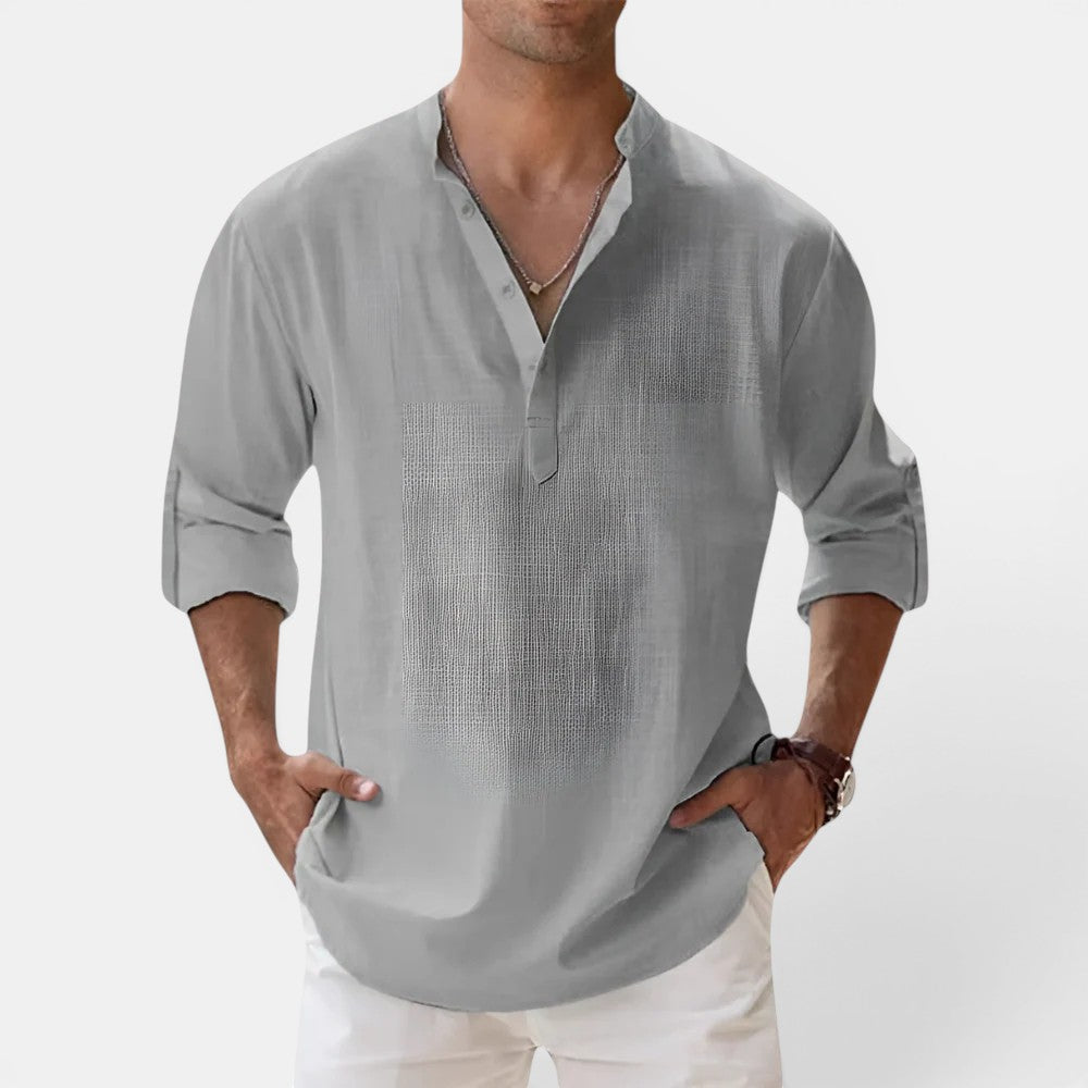 Sandro™ | Strukturiertes Henley-Shirt im Regular-Fit