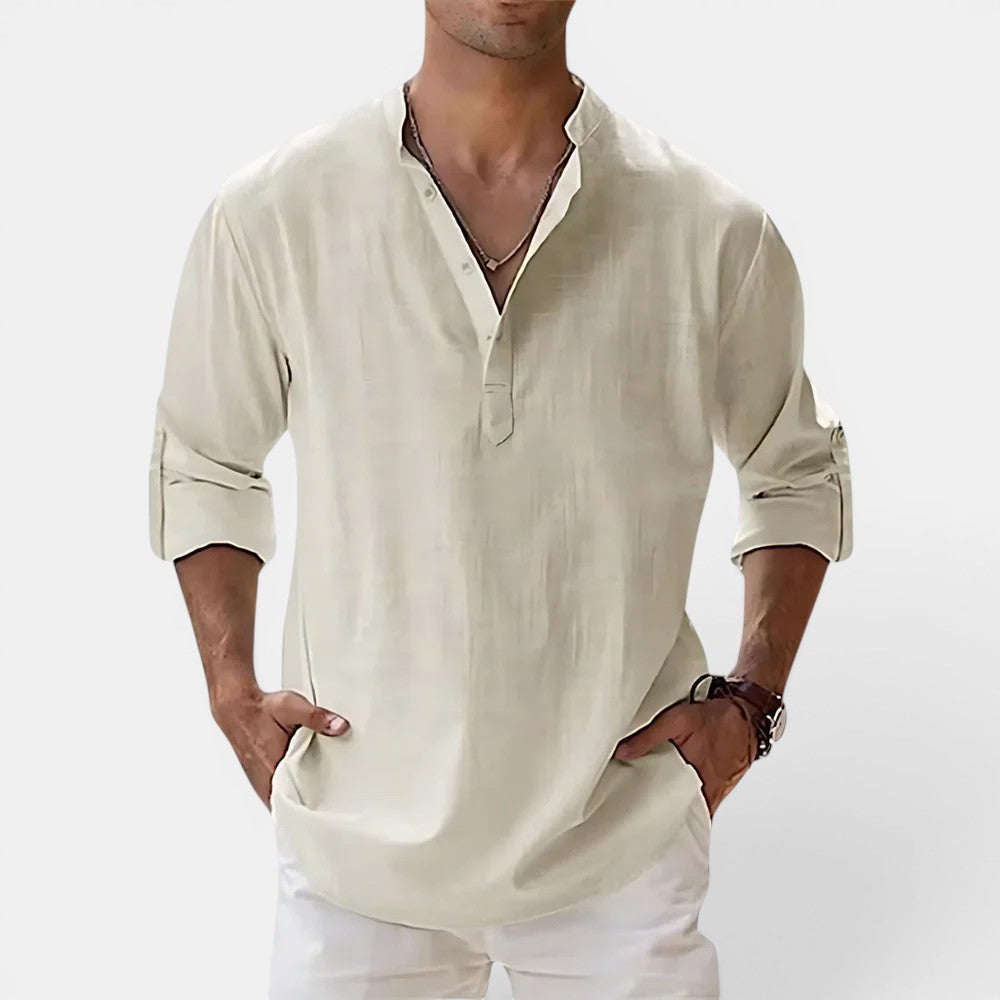 Sandro™ | Strukturiertes Henley-Shirt im Regular-Fit