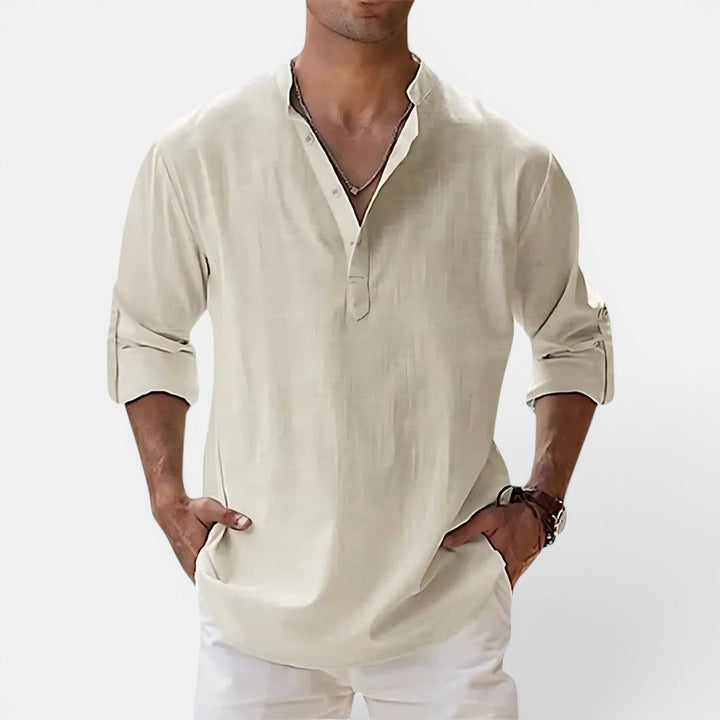 Sandro™ | Strukturiertes Henley-Shirt im Regular-Fit