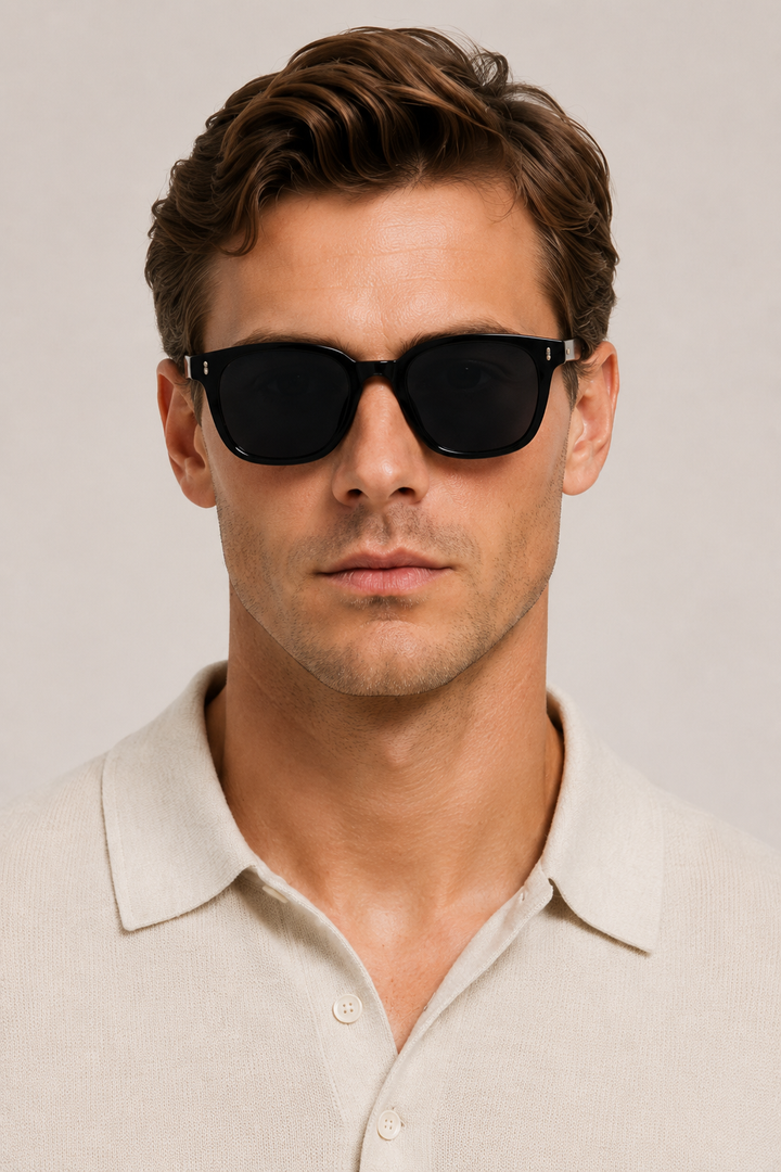 Markus Berlin Herren Sonnenbrille Schwarz, Vorderansicht