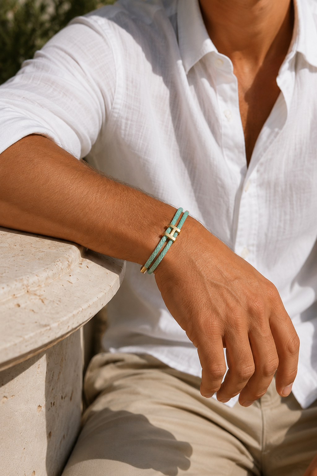 Valentin™ | Geflochtenes Armband in Mintgrün und Gold