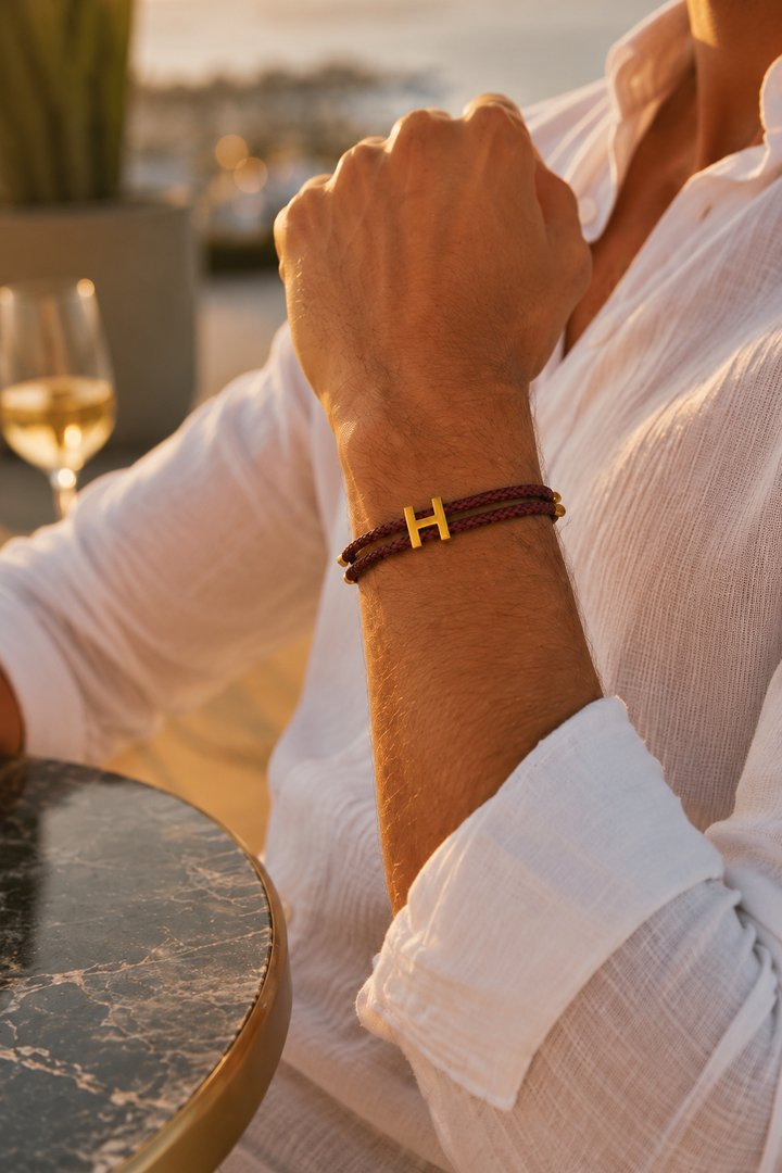 Ferdinand™ | Geflochtenes Armband in Bordeaux und Gold
