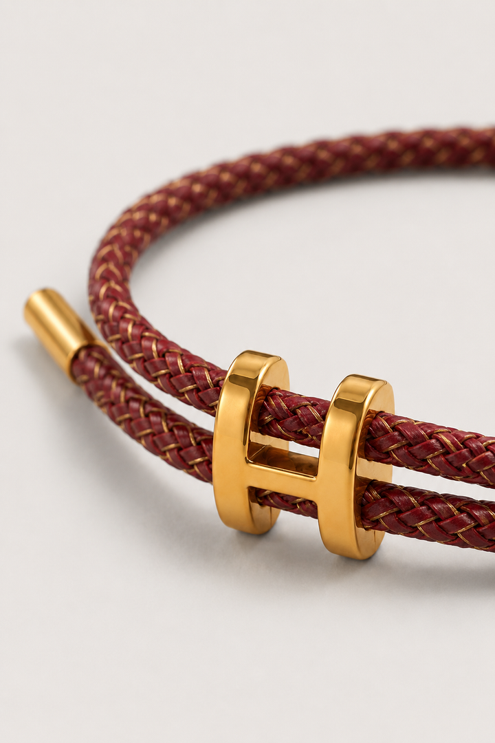 Ferdinand™ | Geflochtenes Armband in Bordeaux und Gold