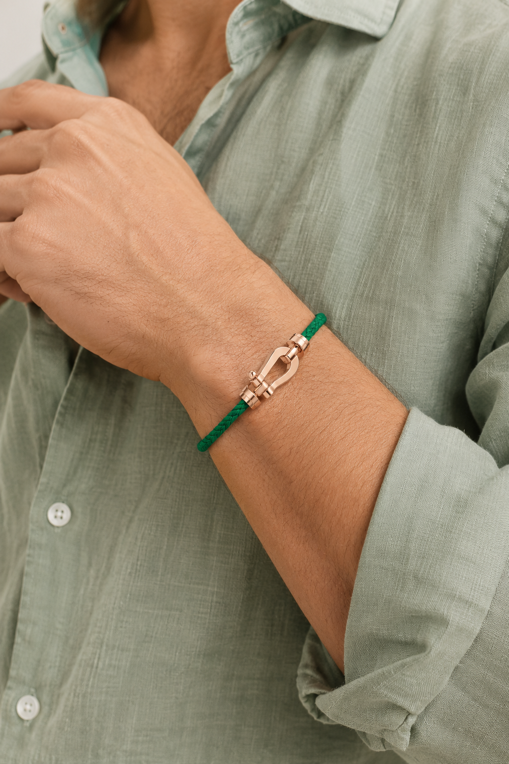 Augustin™ | Grün/Roségold Segeltau-Armband
