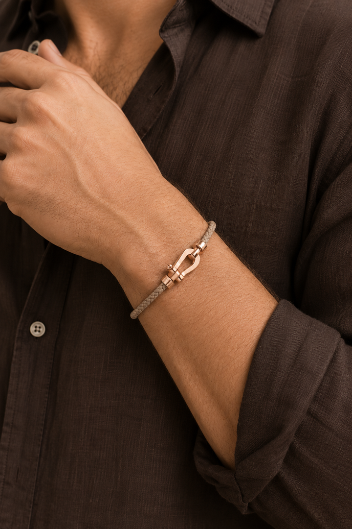 Raphael™ | Hellbraunes Segeltau-Armband mit Roségold-Akzenten
