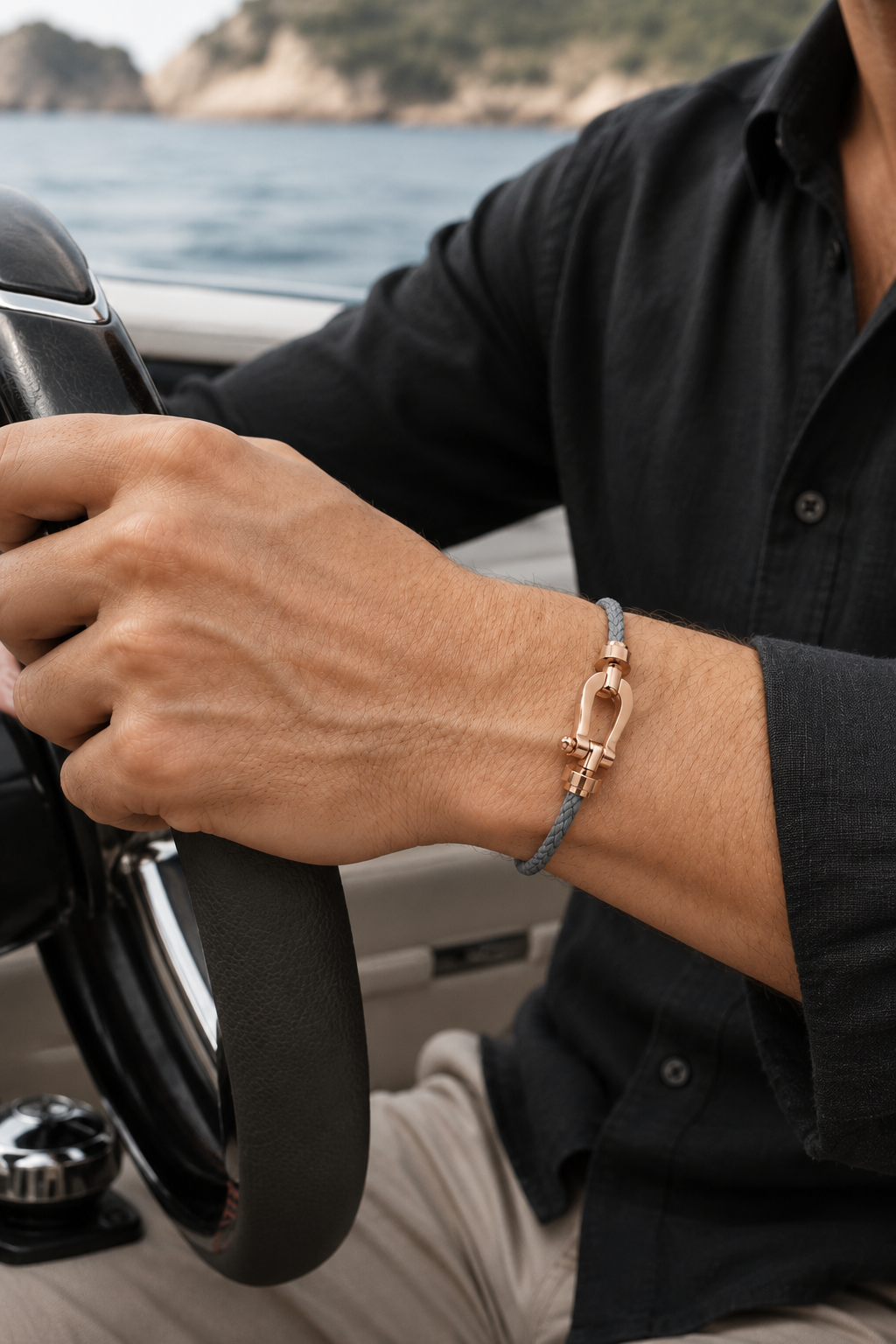Julius™ | Grau/Roségold Segeltau-Armband
