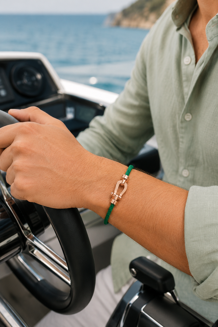 Augustin™ | Segeltau-Armband Grün/Roségold