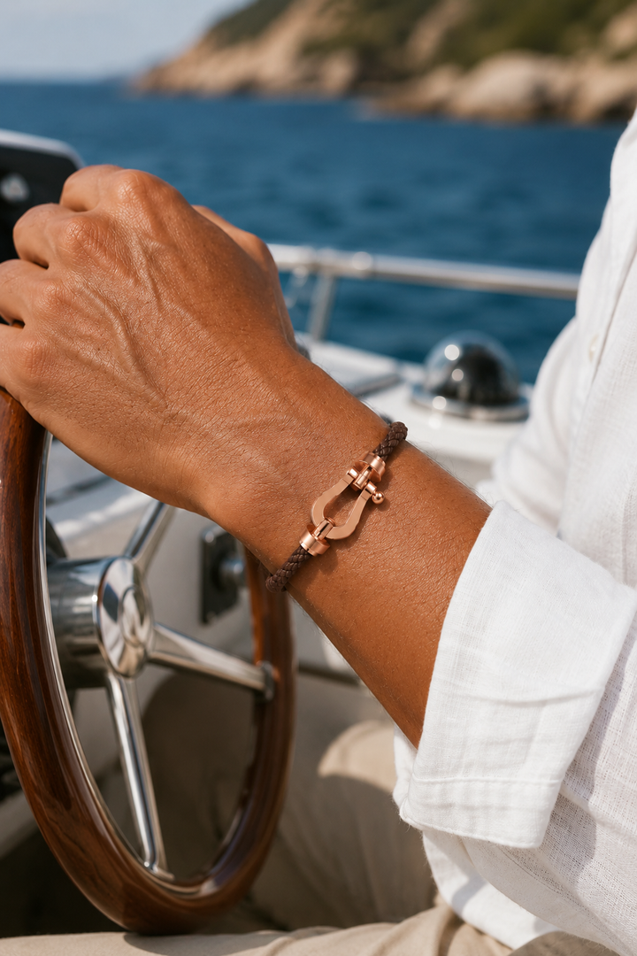 Gabriel™ | Segeltau-Armband Dunkelbraun/Roségold