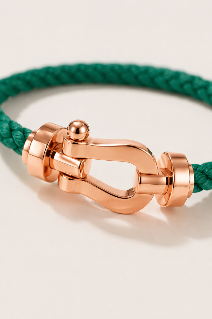 Augustin™ | Segeltau-Armband Grün/Roségold