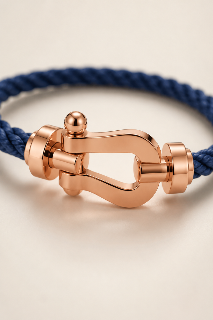 Benedikt™ | Marineblaues Segeltau-Armband mit Roségold-Akzenten