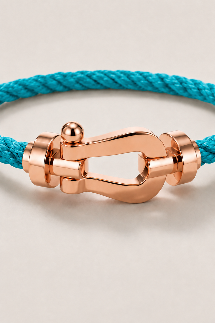 Wilhelm™ | Hellblau/Roségold Segeltau-Armband