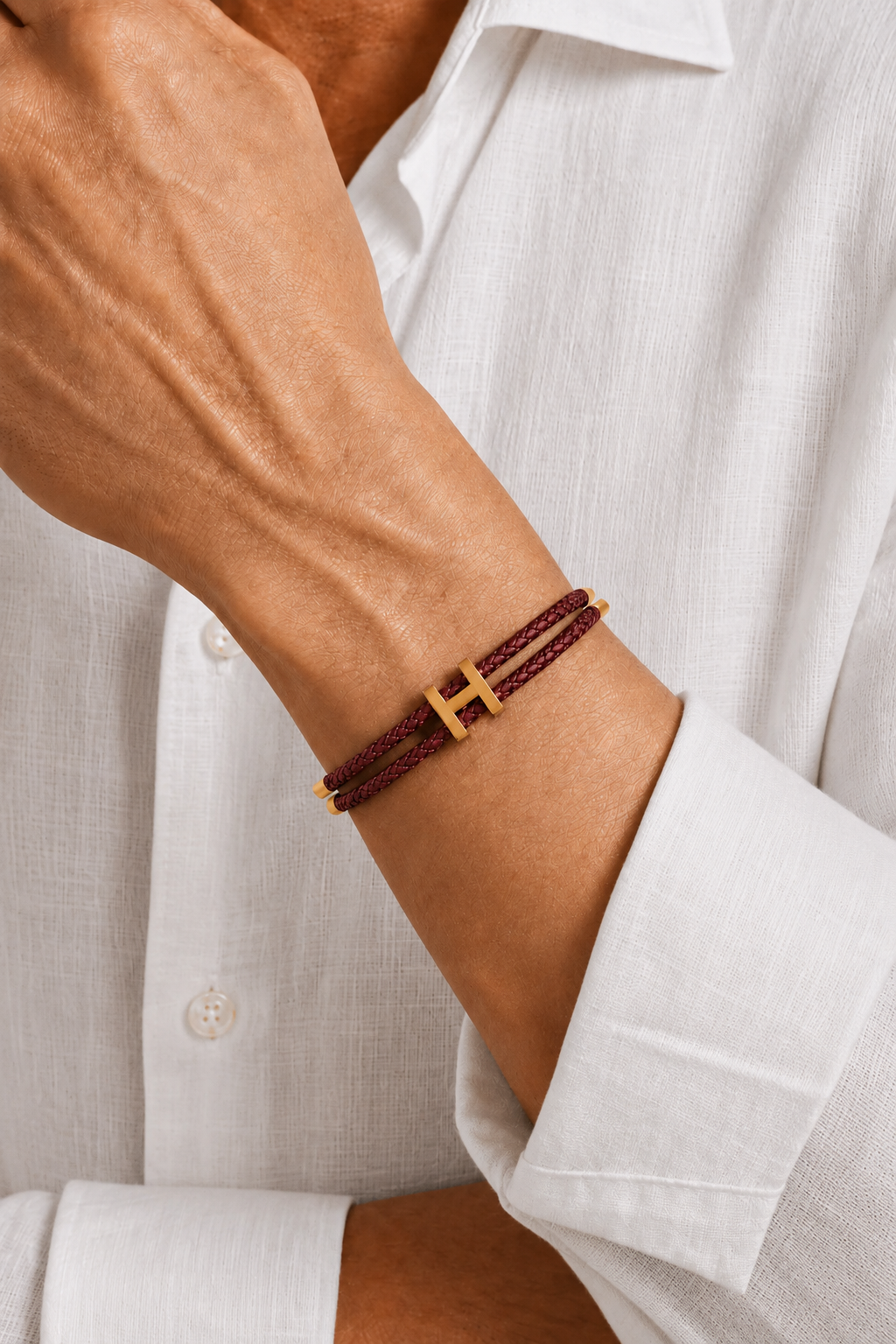 Ferdinand™ | Geflochtenes Armband in Bordeaux und Gold