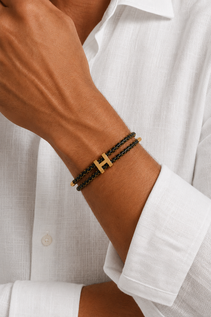 Maximilian™ | Geflochtenes Armband in Gold und Schwarz