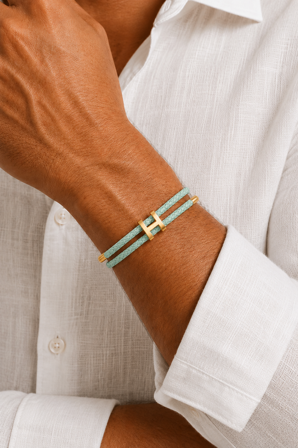 Valentin™ | Geflochtenes Armband in Mintgrün und Gold