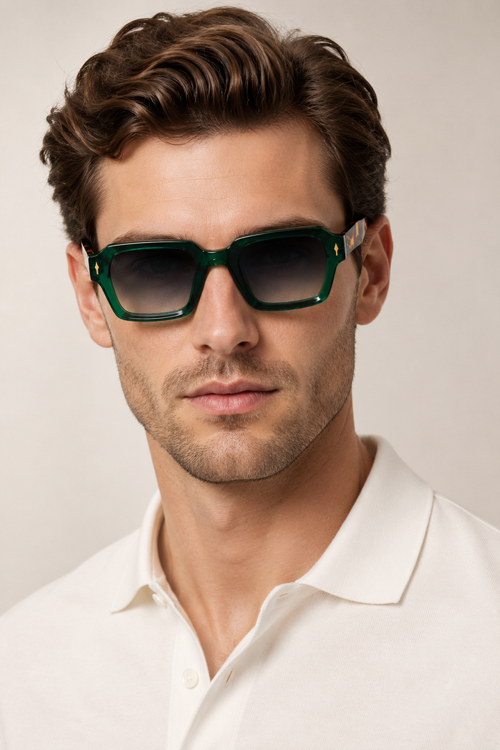 Markus Berlin Herren Sonnenbrille Leopard, Vorderansicht