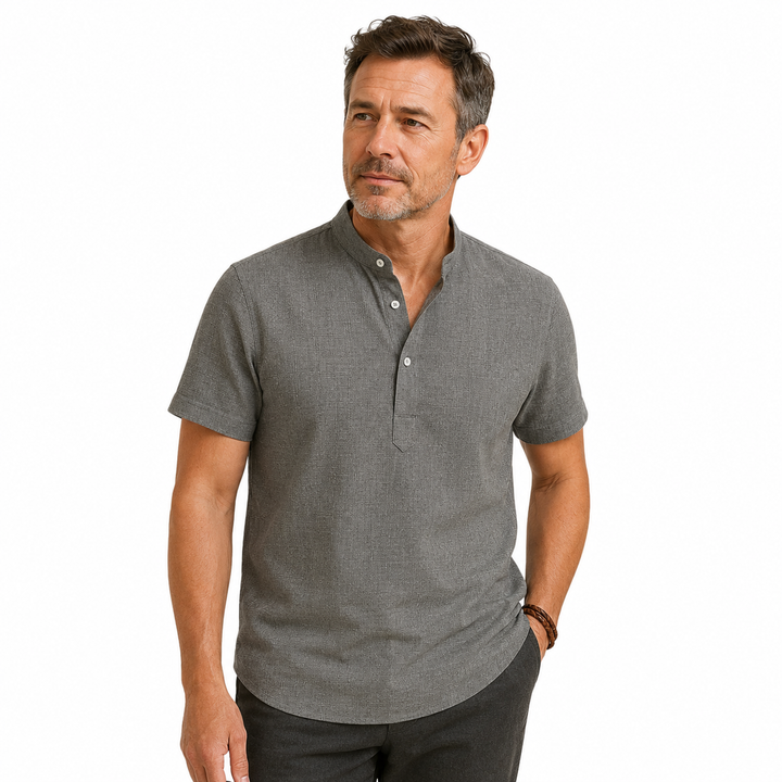 Karl™ | Leichtes Kurzarm-Henley mit Stehkragen