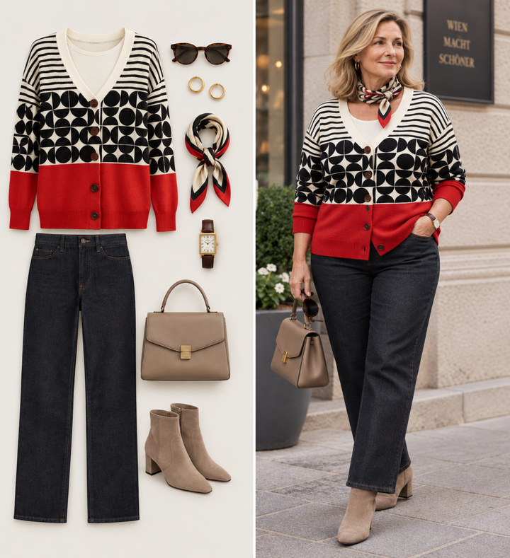 Bequemer Strick-Cardigan mit Knöpfen