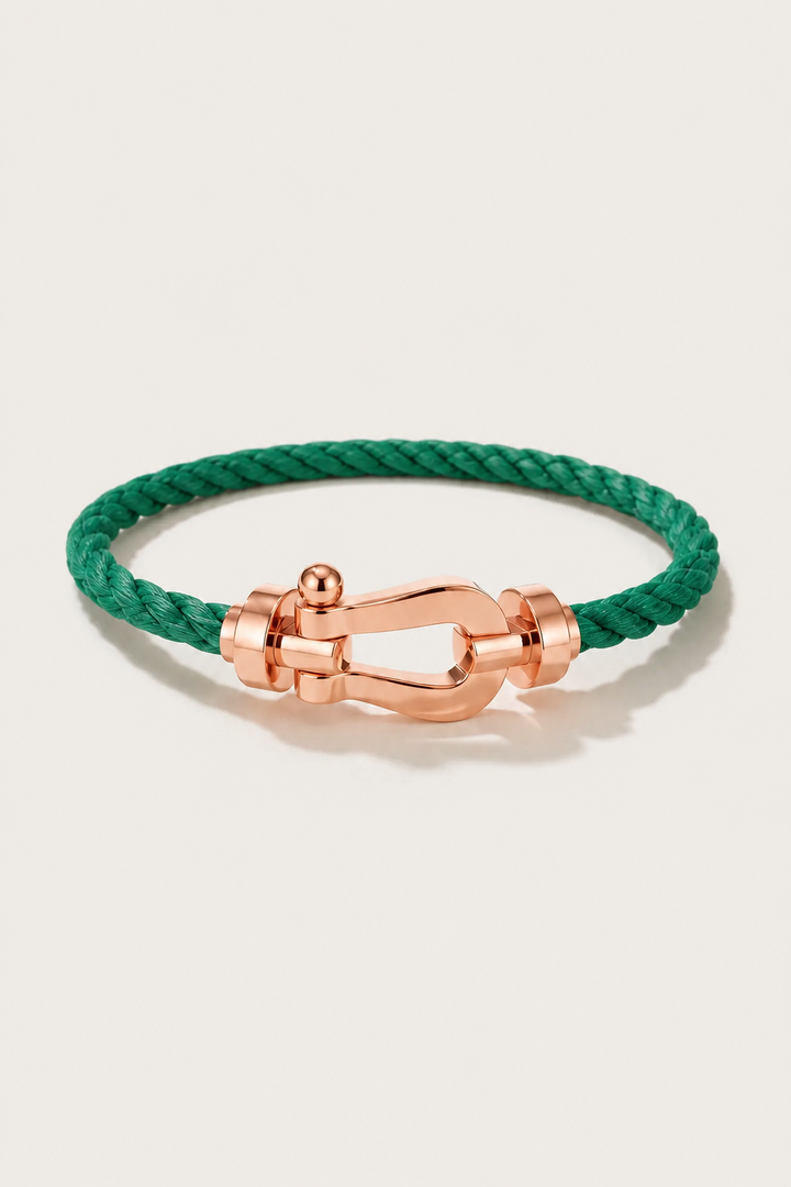 Augustin™ | Segeltau-Armband Grün/Roségold