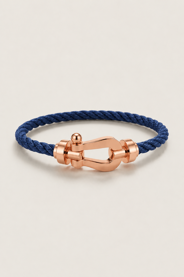 Benedikt™ | Segeltau-Armband Marineblau/Roségold