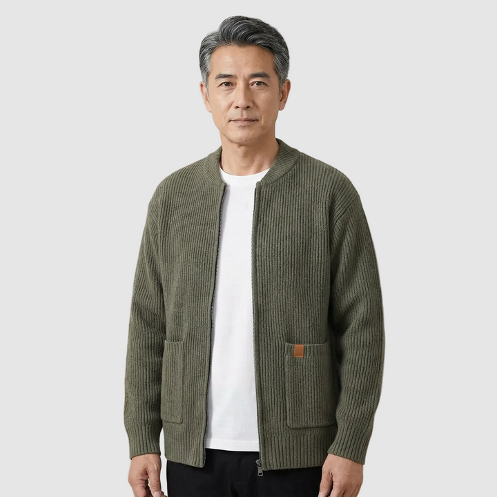 Maximilian™ | Rippstrick-Cardigan mit Reißverschluss