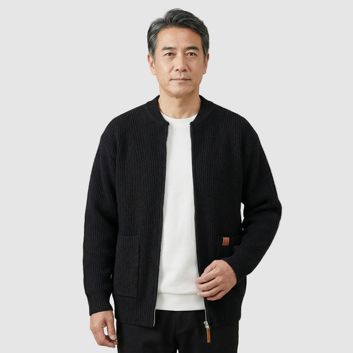 Maximilian™ | Rippstrick-Cardigan mit Reißverschluss