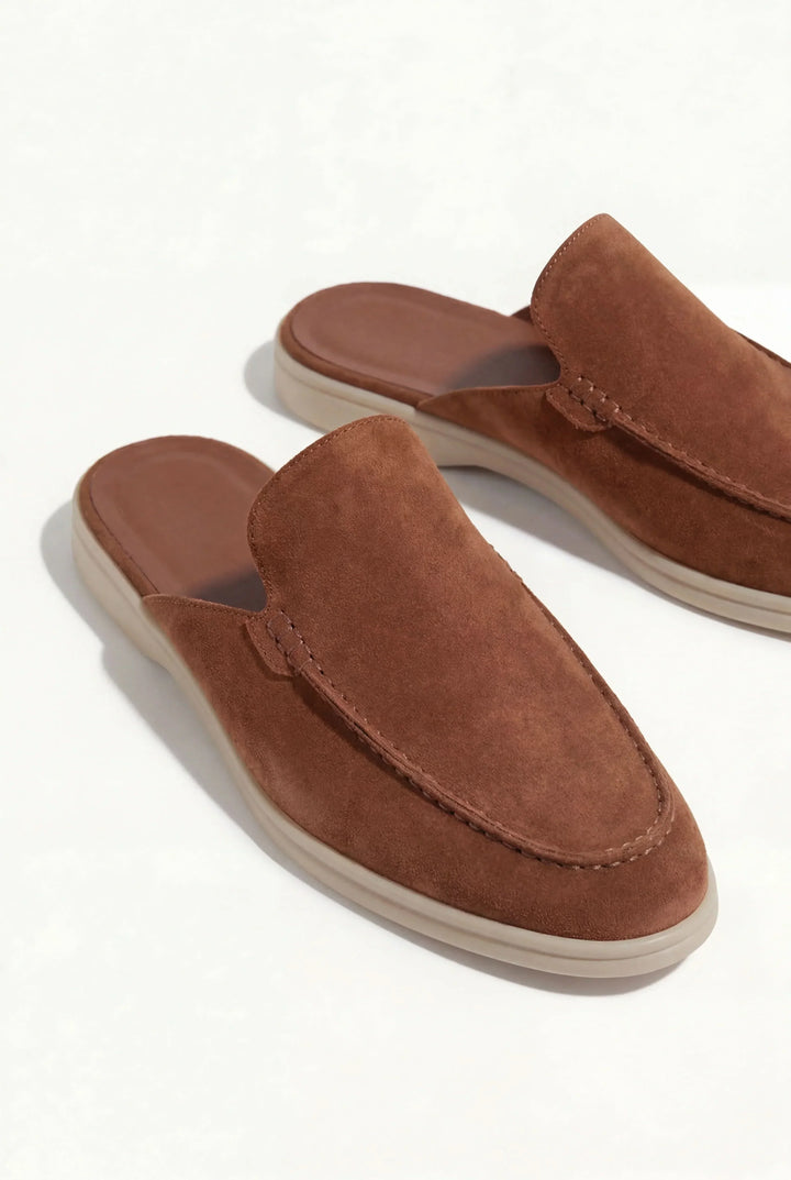 Dunkelroter Wildleder Yacht-Mule