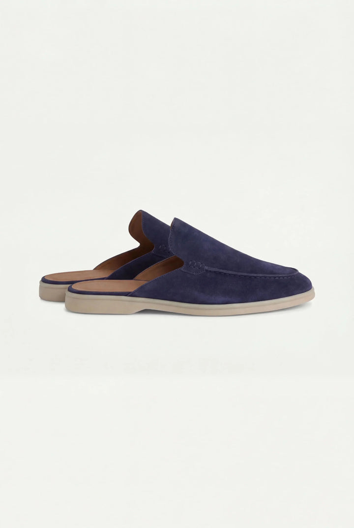 Marineblauer Wildleder-Yacht-Mule