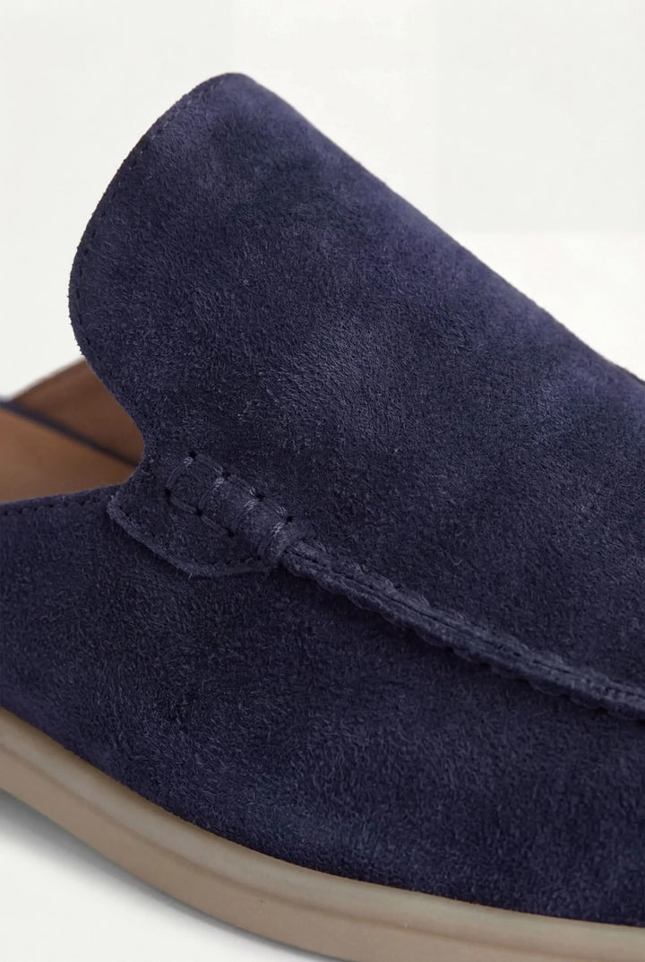 Marineblauer Wildleder-Yacht-Mule