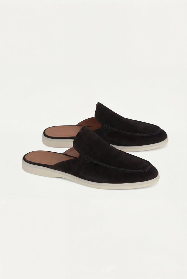 Schwarze Wildleder Yacht-Mule