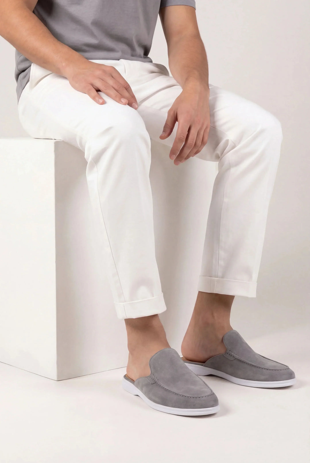 Falko™ | Offener Sommer-Mule Grau