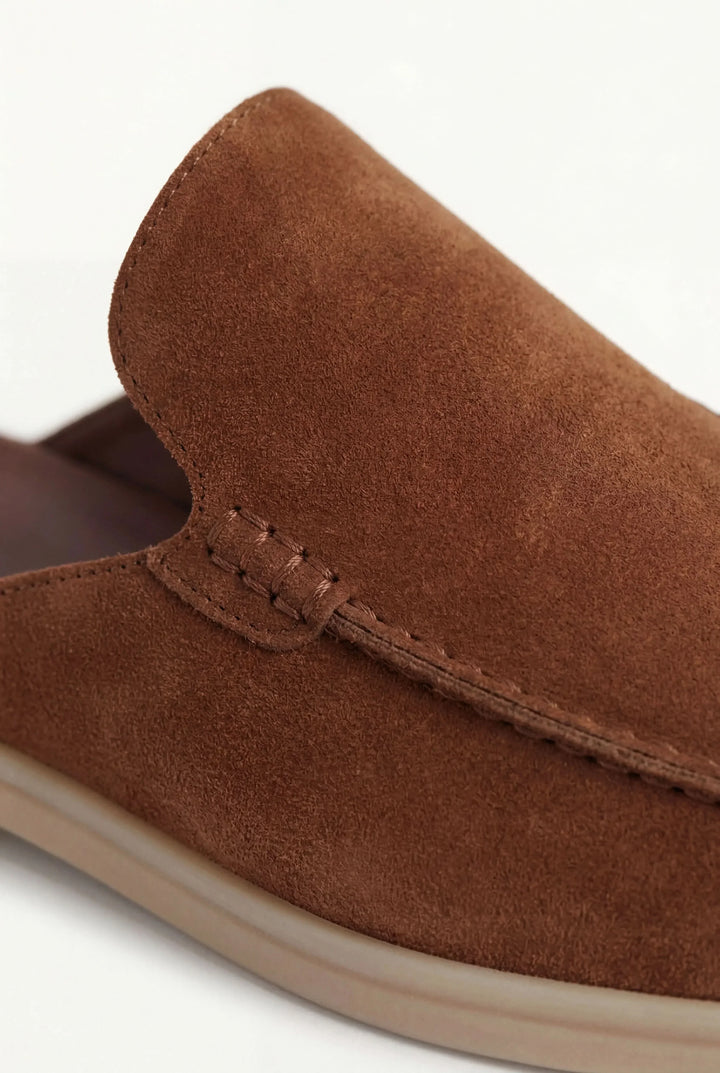 Dunkelroter Wildleder Yacht-Mule