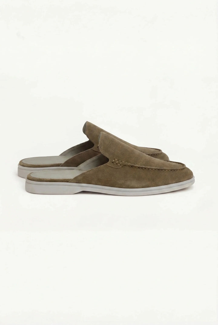 Olive Wildleder Yacht Mule