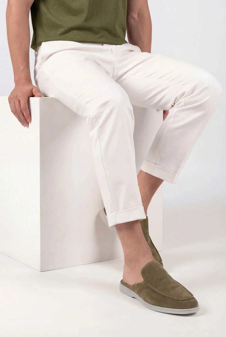 Olive Wildleder Yacht Mule
