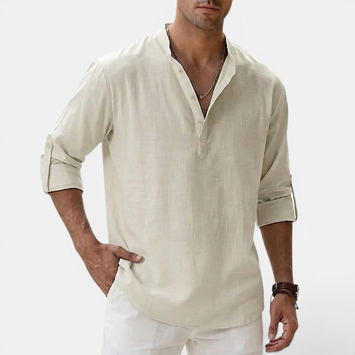 Sandro™ | Strukturiertes Henley-Shirt im Regular-Fit