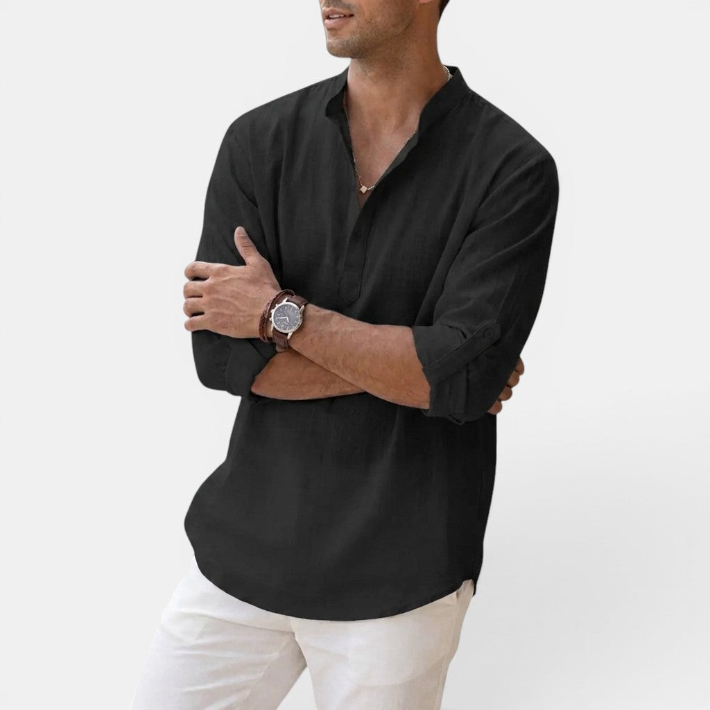 Sandro™ | Strukturiertes Henley-Shirt im Regular-Fit