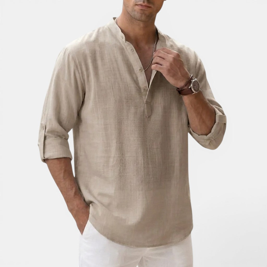 Sandro™ | Strukturiertes Henley-Shirt im Regular-Fit